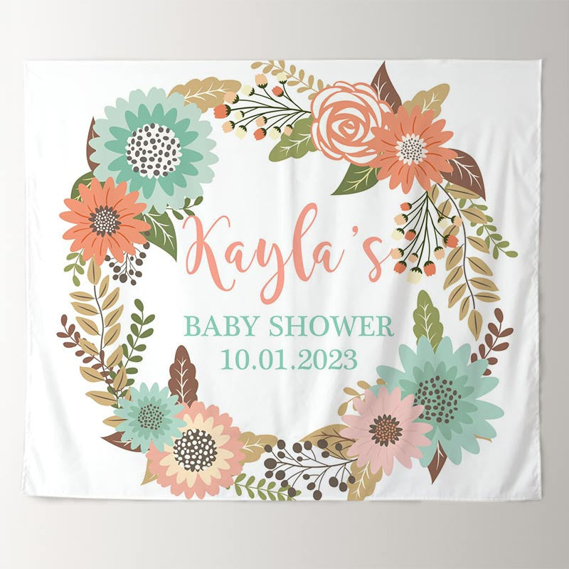 Lofaris Personalized Welcome Baby Boho Flower Shower Backdrop