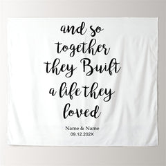 Lofaris Personalized White Built Life They Loved Wedding Backdrop