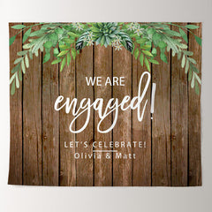 Lofaris Personalized Wood And Leaves Rustic Wedding Backdrop