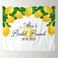 Lofaris Personalized Yellow Lemon Sign Bridal Shower Backdrop