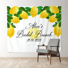 Lofaris Personalized Yellow Lemon Sign Bridal Shower Backdrop