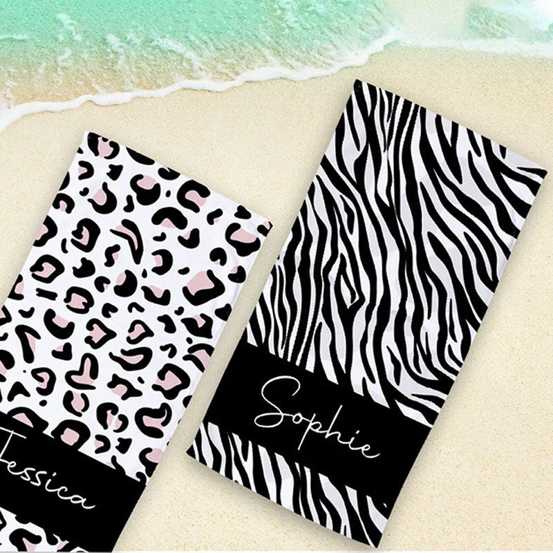 Lofaris Personalized Zebra Stripes And Name Summer Beach Towel