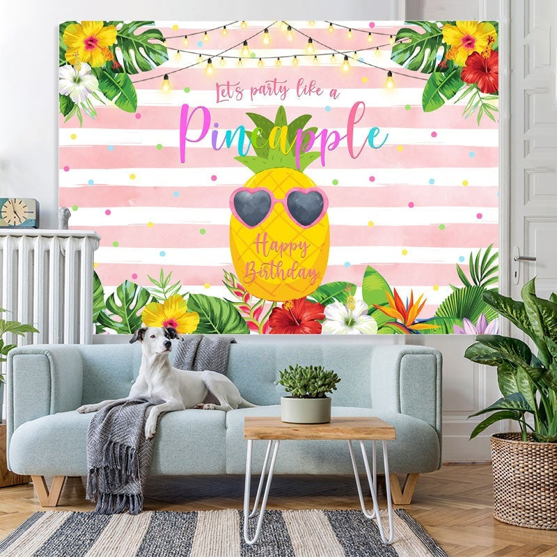Lofaris Pineapple Floral Birthday Photo Decoration backdrops