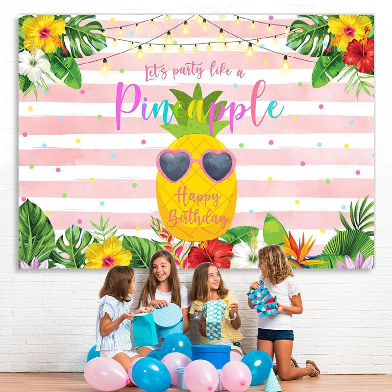 Lofaris Pineapple Floral Birthday Photo Decoration backdrops