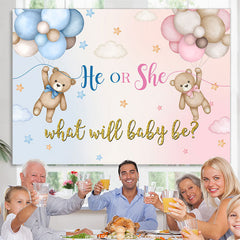 Lofaris Pink And Blue Bears Balloon Gender Reveal Backdrop
