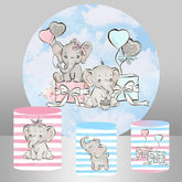 Lofaris Pink And Blue Elephant Round Backdrop For Baby Shower