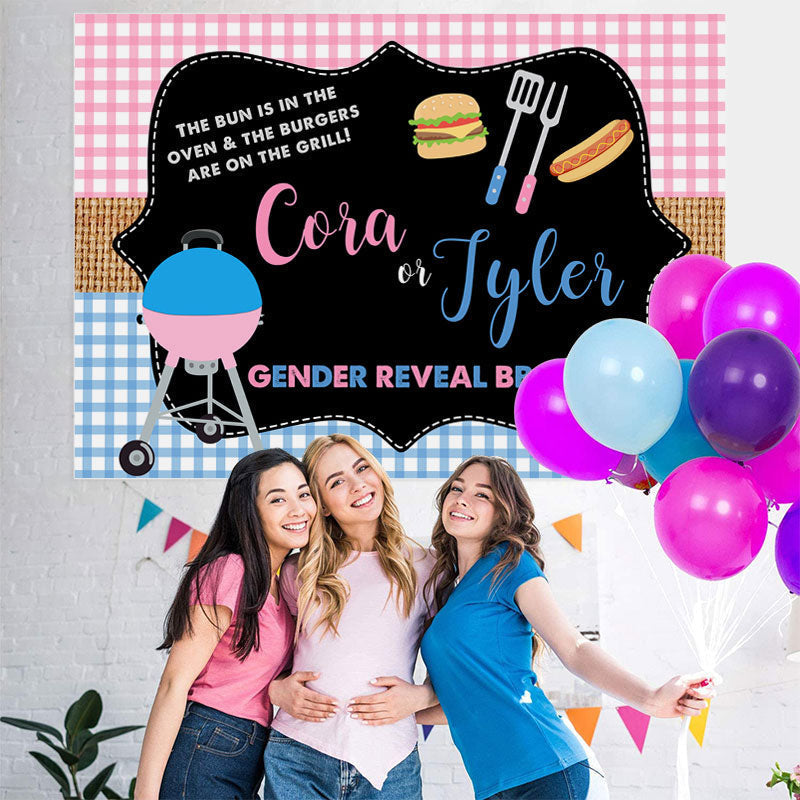 Lofaris Pink And Blue Gender Reveal Bbq Baby Shower Backdrop