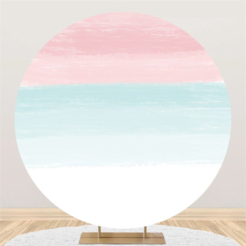 Lofaris Pink And Blue White Happy Birthday Circle Backdrop