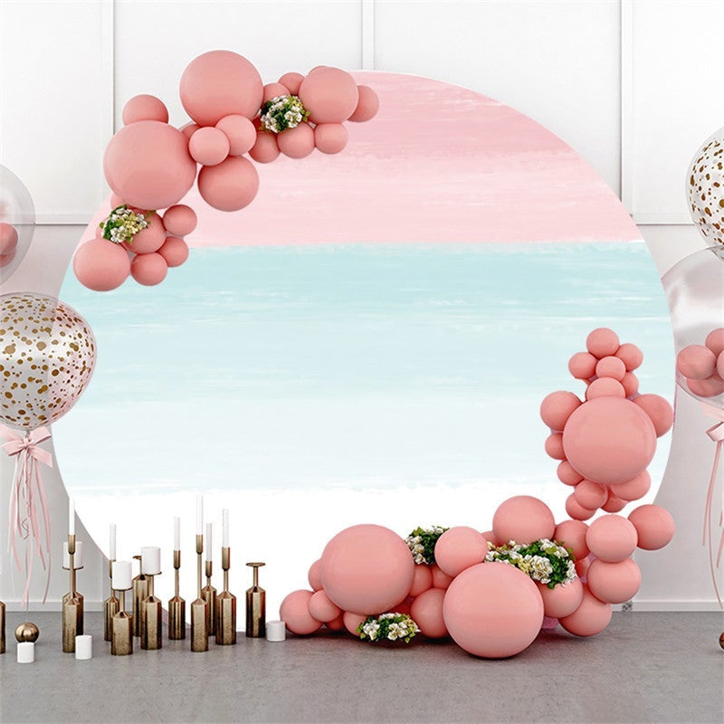 Lofaris Pink And Blue White Happy Birthday Circle Backdrop