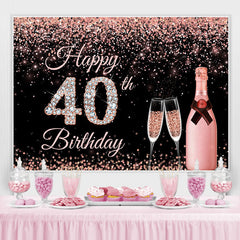 Lofaris Pink And Glitter Happy 40Th Birthday Backdrop For Woman