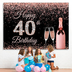 Lofaris Pink And Glitter Happy 40Th Birthday Backdrop For Woman