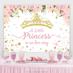 Lofaris Pink And Gold Crown Little Princess Baby Shower Backdrop
