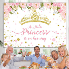 Lofaris Pink And Gold Crown Little Princess Baby Shower Backdrop