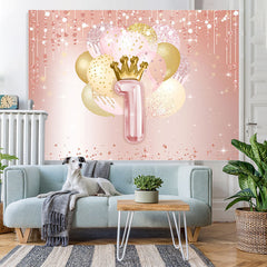 Lofaris Pink and Golden Balloon Bokeh 1Th Birthday Backdrop