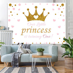 Lofaris Pink and Golden Crown Happy 1St Birthday for Princess