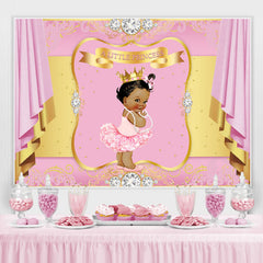Lofaris Pink And Golden Diamond Baby Shower Backdrop For Girl