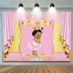 Lofaris Pink And Golden Diamond Baby Shower Backdrop For Girl