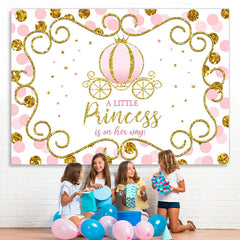 Lofaris Pink and Golden Pumpkin Princess Baby Shower Backdrop