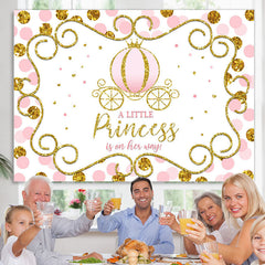 Lofaris Pink and Golden Pumpkin Princess Baby Shower Backdrop