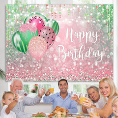 Lofaris Pink and Green Bokeh Balloon Happy Birthday Backdrop