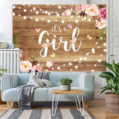 Lofaris Pink and Purple Flower Baby Shower Backdrop for Girl