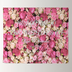 Lofaris Pink and Red Floral Wall Wedding Bridal Shower Backdrop