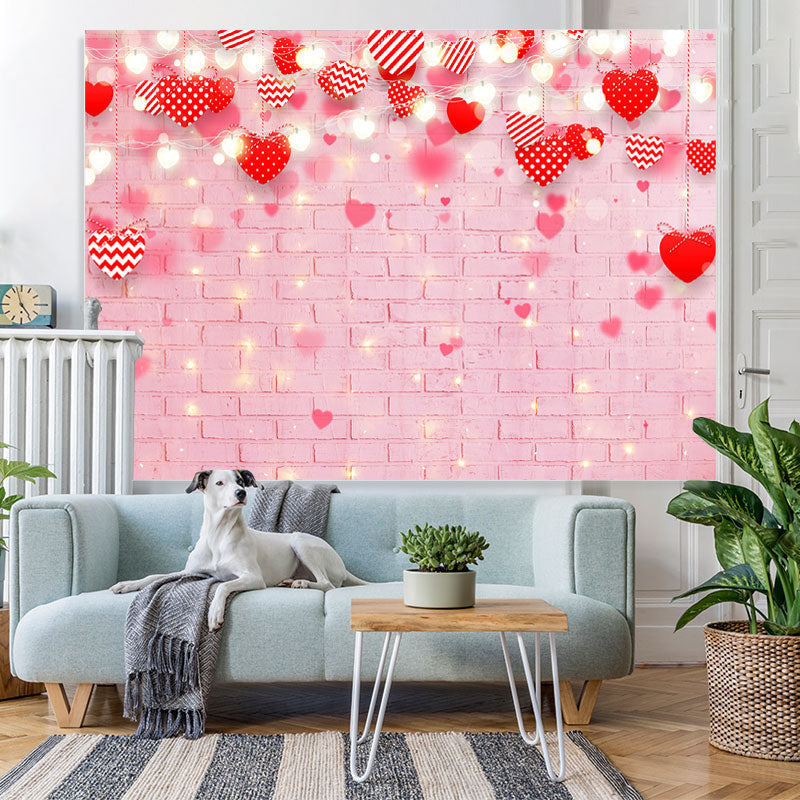 Lofaris Pink And Red Love Bricks With Light Bokeh Bachdrop