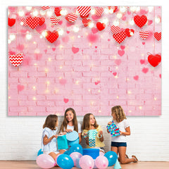 Lofaris Pink And Red Love Bricks With Light Bokeh Bachdrop