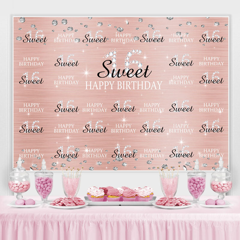 Lofaris Pink And Silver Diamonds Sweet 16 Birthday Backdorp