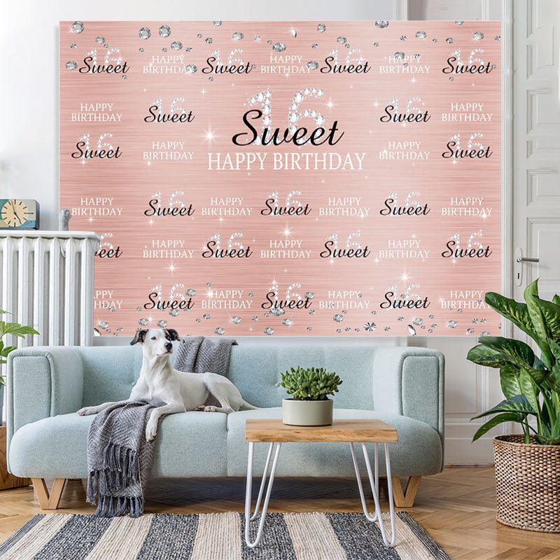Lofaris Pink And Silver Diamonds Sweet 16 Birthday Backdorp