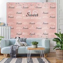 Lofaris Pink And Silver Diamonds Sweet 16 Birthday Backdorp
