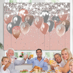 Lofaris Pink And Silver Bokeh Glitter Balloons Birthday Backdrop