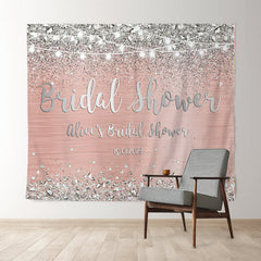 Lofaris Pink And Silver Glitter Theme Bridal Shower Backdrop