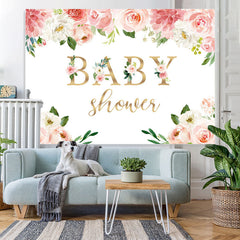 Lofaris Pink And White Flower With Plants Baby Shower Backdrop