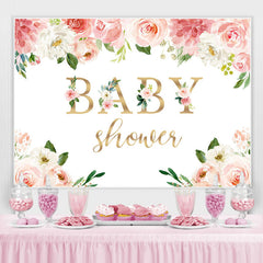 Lofaris Pink And White Flower With Plants Baby Shower Backdrop