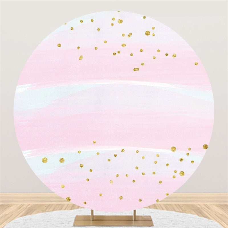 Lofaris Pink And White Glitter Circle Happy Birthday Backdrop