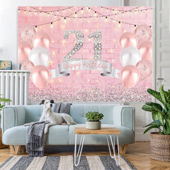 Lofaris Pink Balloons And Brick Glitter 21st Birthday Backdrop
