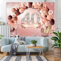 Lofaris Pink Balloons And Glitter Heels 40th Birthday Backdrop