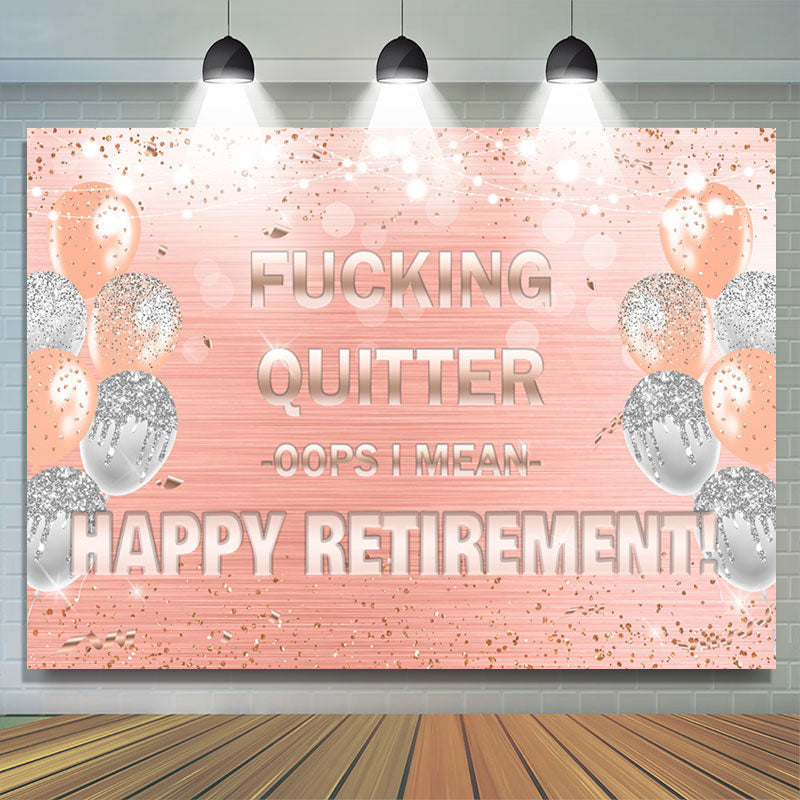 Lofaris Pink Balloons Glitter Light Retirement Backdrop