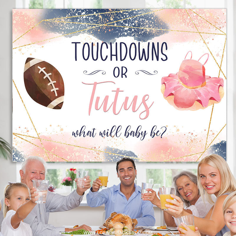 Lofaris Pink Blue Glitter Touchdowns Or Tutus Baby Shower Backdrop