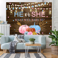 Lofaris Pink Blue Pumpkin Gender Reveal Baby Shower Backdrop