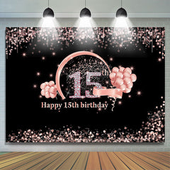 Lofaris Pink Bokeh Glitter Balloons 15th Happy Birthday Backdrop