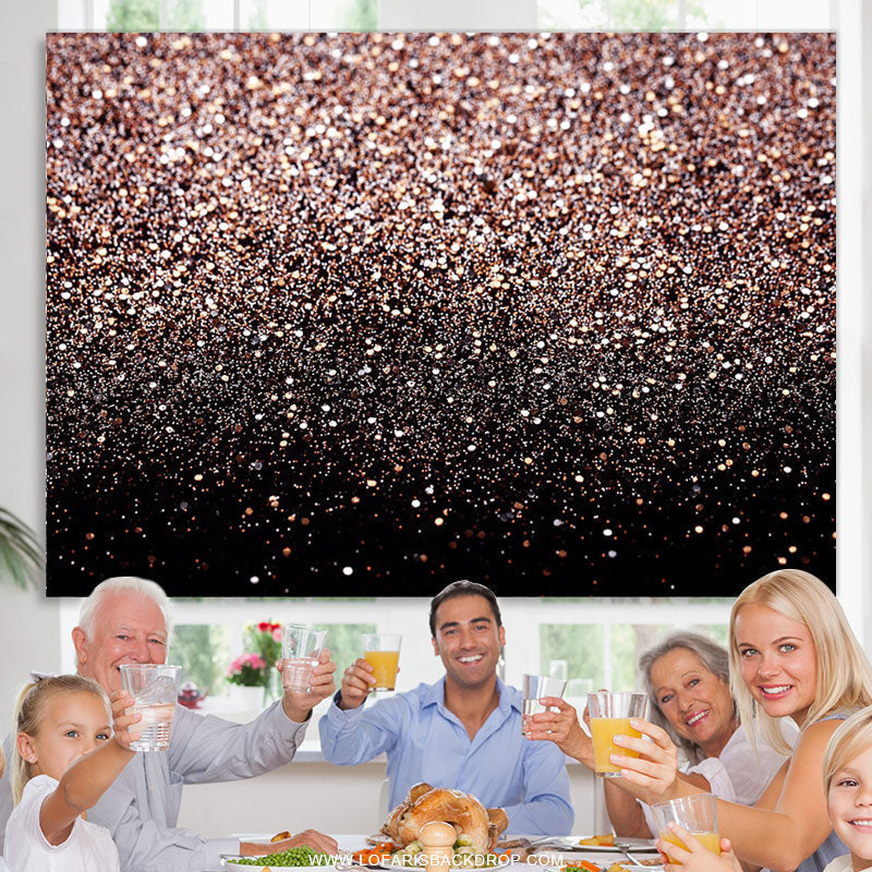 Lofaris Pink Bokeh Glitter Black Happy Birthday Party Backdrop