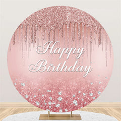 Lofaris Pink Bokeh Glitter Diamonds Happy Birthday Backdrop