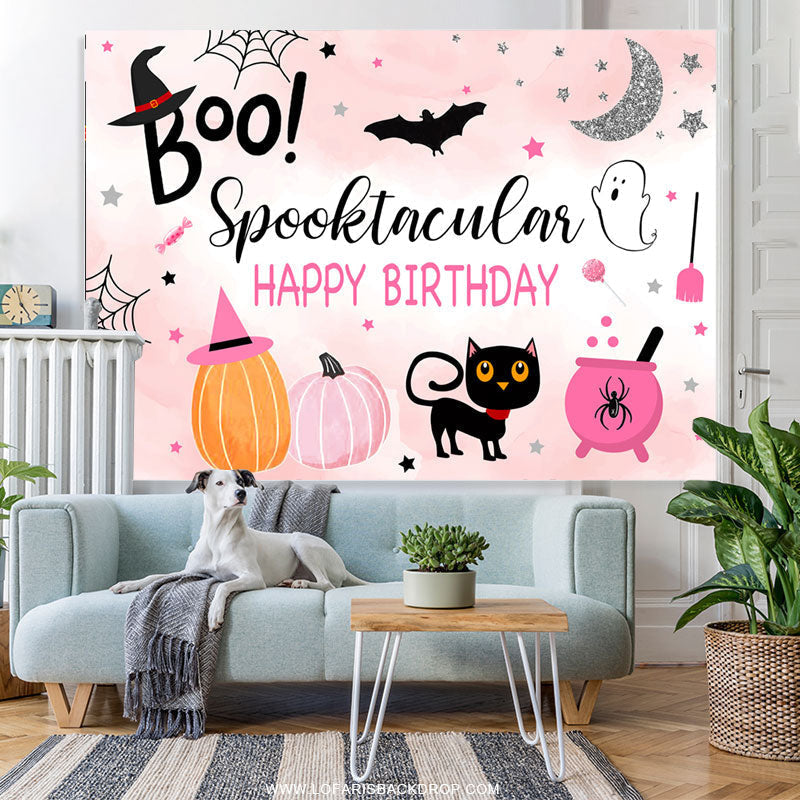 Lofaris Pink Boo Spooktacular Fun Halloween Birthday Backdrop