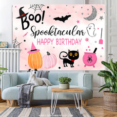 Lofaris Pink Boo Spooktacular Fun Halloween Birthday Backdrop