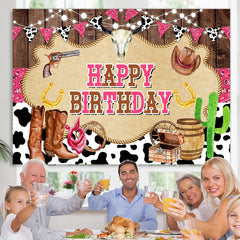 Lofaris Pink Bunting Board Ranch Birthday Backdrop For Girl