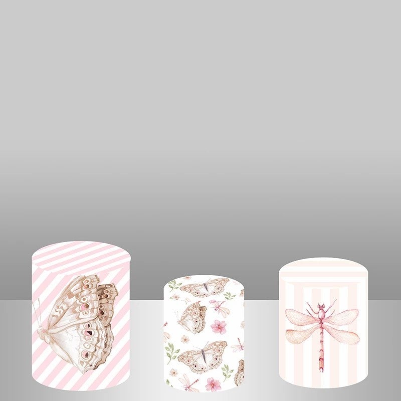 Lofaris Pink Butterfly Spring Backdrop Plinth Cylinder Cover Kit