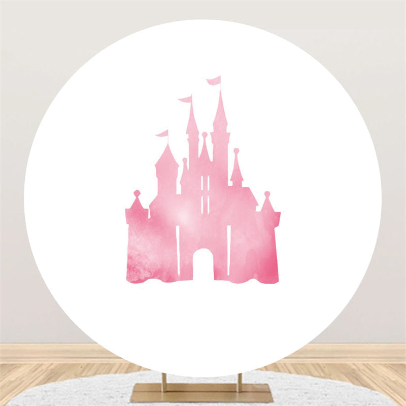 Lofaris Pink Castle White Round Backdrop For Girls Birthday