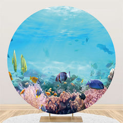 Lofaris Pink Coral Reefs And Fish Round Backdrop For Summer